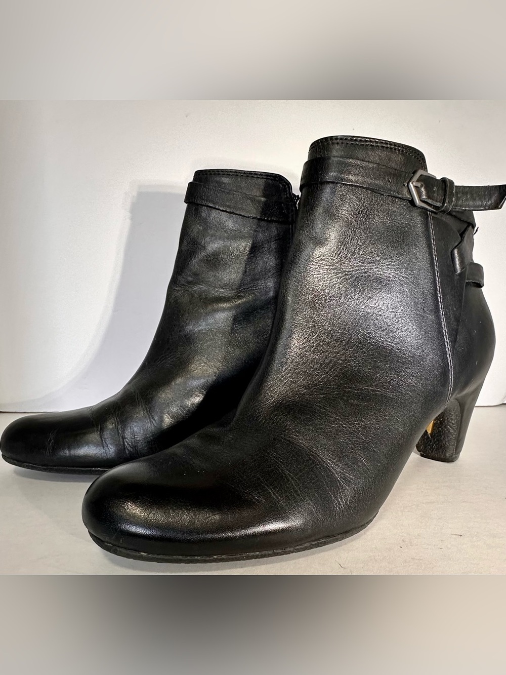 Sam Edelman Black Leather Ankle Boots with Buckle Detail Size 9